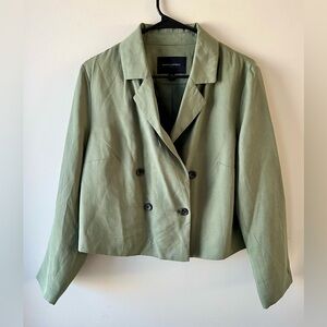 Banana Republic Olive Double-Breasted Blazer-cropped-boxy- 12 - office preppy
